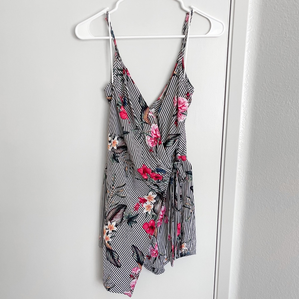 BNWT striped wrap romper